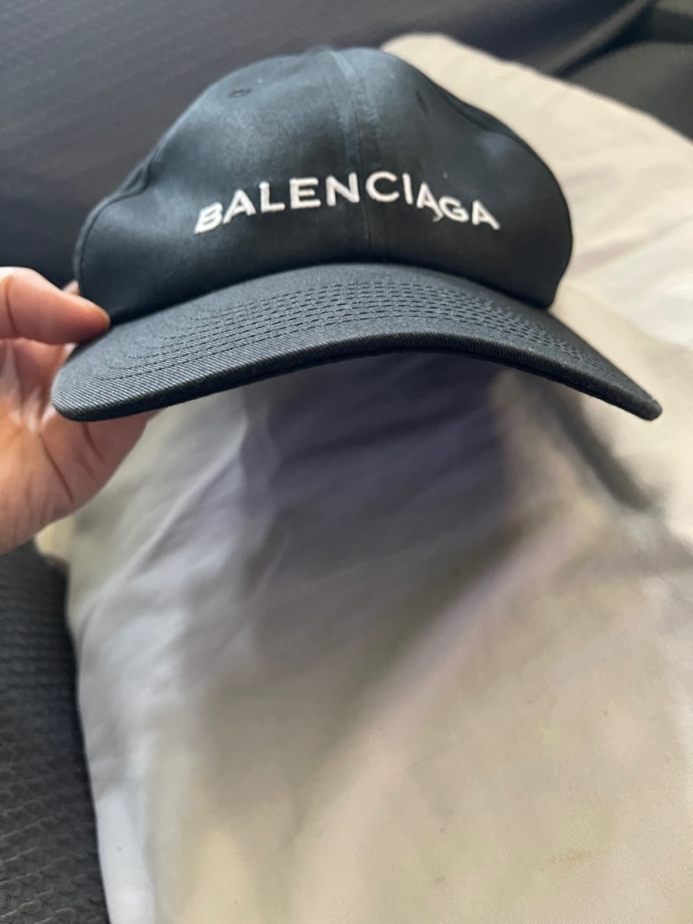 Balenciaga Black Baseball Cap with White Logo Embroidery - Picture 6 of 7